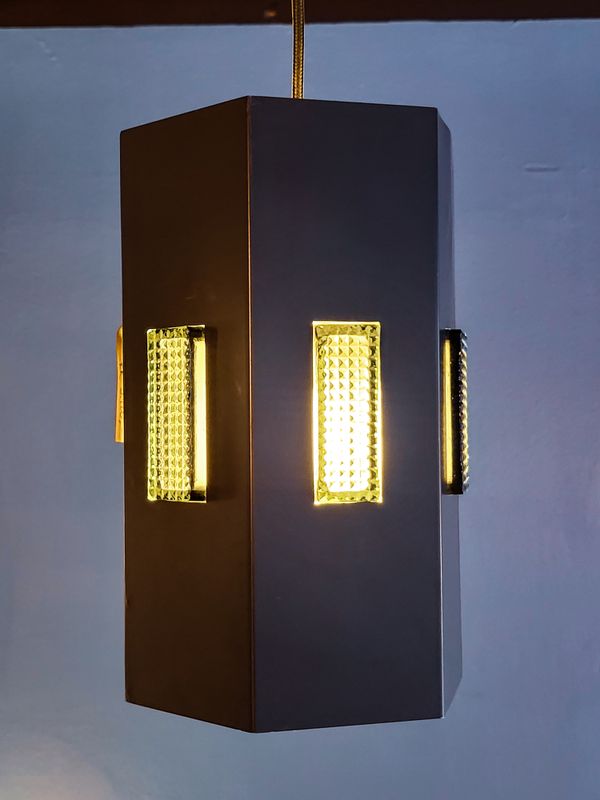Metall pendel med glassdetaljer vintage Louis Poulsen